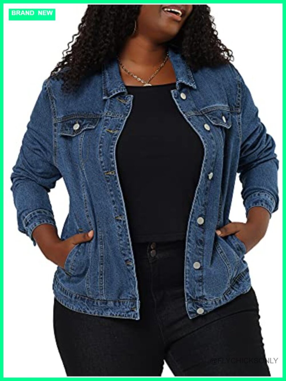 Plus Size Button Up Denim Jacket Collared Long Sleeve Casual